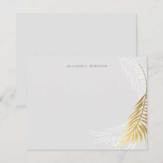 Elegante palmbladeren gepersonaliseerde briefpapie notitiekaartje (Voorkant / Achterkant)