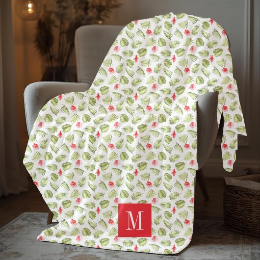 Elegante palmbladeren monogram fleece deken