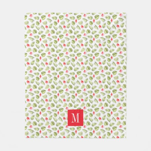 Elegante palmbladeren monogram fleece deken (Voorkant)