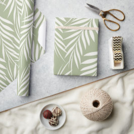 Elegante palmbladeren olijfgroen patroon cadeaupapier