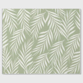 Elegante palmbladeren olijfgroen patroon cadeaupapier (Vlak)
