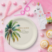 Elegante palmbomen strand beige bruidsdouche papieren bordje (Feest)