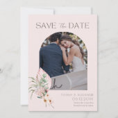 Elegante Palmboog Bestemming Foto Save the Date (Voorkant)