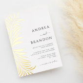 Elegante palmboom bladeren bruiloft alles in één g folie uitnodiging