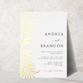 Elegante palmboom bladeren bruiloft alles in één g folie uitnodiging