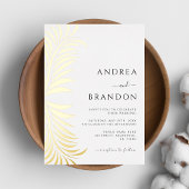 Elegante palmboom bladeren bruiloft alles in één g folie uitnodiging