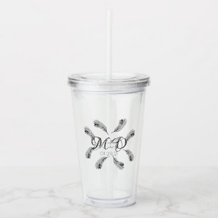 Elegante Palmboom Huwelijk Koppels Jubileum Acryl Drinkbeker