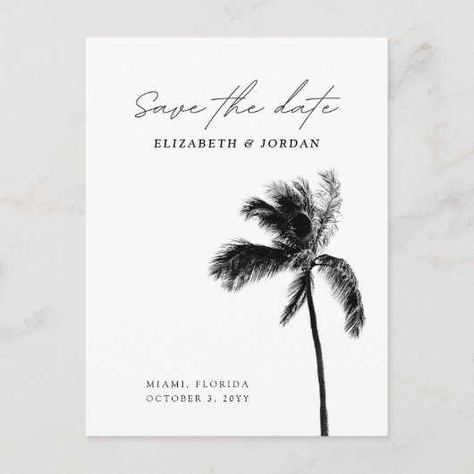 Elegante palmboom Sla het Briefkaart Datum op (Voorkant)