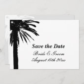 Elegante palmboom strand bruiloft bewaar de datumk save the date (Voorkant / Achterkant)