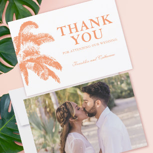 Elegante palmboom Tropische bruiloft foto Bedankkaart
