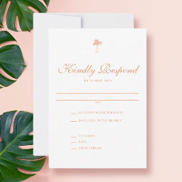 Elegante  palmboom Tropische bruiloft RSVP Kaartje