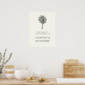 Elegante  palmboom Tropische bruiloft Welkom Poster (Keuken)