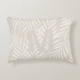 Elegante Palmenbladeren Melk Cappuccino Patroon Accent Kussen