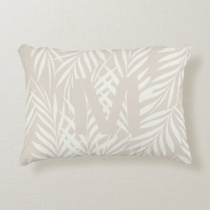 Elegante Palmenbladeren Melk Cappuccino Patroon Accent Kussen