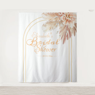 Elegante pampagras bloemrijke bruidsshower wandkleed