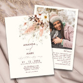 Elegante Pampagras Boho Wildbloem Bruiloft  Kaart