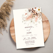 Elegante Pampagras Boho Wildbloem Bruiloft  Kaart