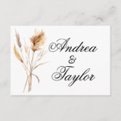 Elegante Pampagras Trouwdetails Informatiekaartje (Voorkant)