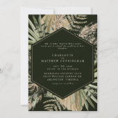 Elegante Pampas Black & Cream Wedding Kaart (Voorkant)