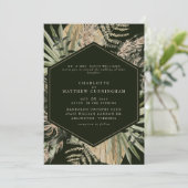 Elegante Pampas Black & Cream Wedding Kaart (Staand voorkant)