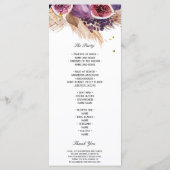 Elegante pampa's en Paarse vijgen huwelijksceremon Menu (Achterkant)