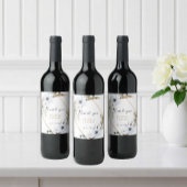 Elegante pampas gras en witte anemoon bruiloft wijn etiket