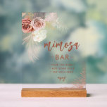 Elegante Pampas Grass Bachelorette Mimosa Bar Acryl Bord<br><div class="desc">Geniet van de elegantie van ons Pampas Grass Mimosa Bar Sign, een must-have voor uw feestelijke evenementen. Of u nu een vrijgezellenfeest, baby shower, verlovingsfeest of een chique zondagbrunch organiseert, dit bord is een aantrekkelijk accent dat uw evenement onvergetelijk zal maken. Ontworpen met stijl en verfijning in het achterhoofd, heeft...</div>