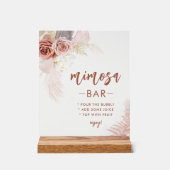 Elegante Pampas Grass Bachelorette Mimosa Bar Acryl Bord (Voorkant)