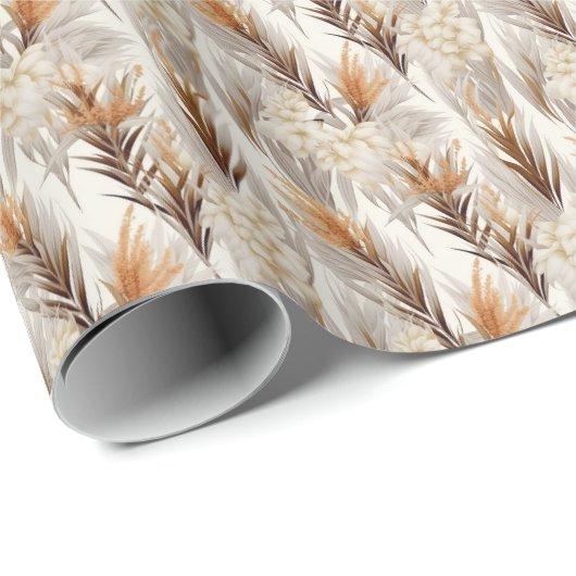 Elegante Pampas Grass betegeld Cadeaupapier (Rol Hoek)
