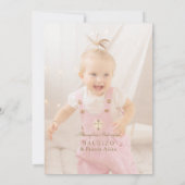 Elegante Pampas Grass Floral Primer Añito Bautizo Kaart (Achterkant)