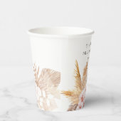 Elegante Pampas Grass Roze Bloemen Modern Papieren Bekers (Rechts)