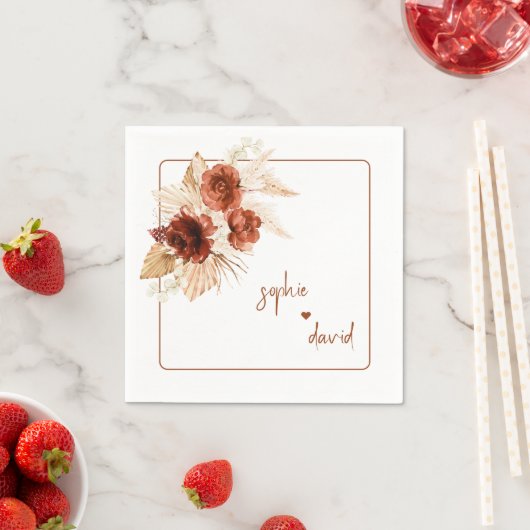 Elegante Pampas Grass Terracotta Bloemenbruiloft Servet (Insitu)