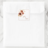 Elegante Pampas Grass Terracotta Bloemenbruiloft Vierkante Sticker (Tas)