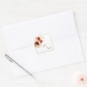 Elegante Pampas Grass Terracotta Bloemenbruiloft Vierkante Sticker (Envelop)