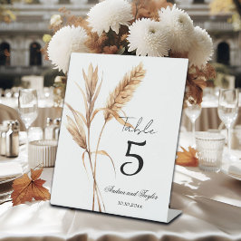 Elegante Pampas Grass Trouwtafel Nummer Reclamebord Met Voetstuk