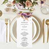 Elegante Pampas & Paarse Vijgen Trouwceremonie Menu