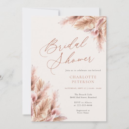 Elegante Pampas Terracotta Foto Vrijgezellenfeest Kaart (Voorkant)