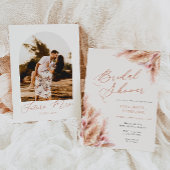 Elegante Pampas Terracotta Foto Vrijgezellenfeest Kaart