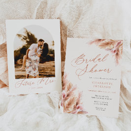 Elegante Pampas Terracotta Foto Vrijgezellenfeest Kaart