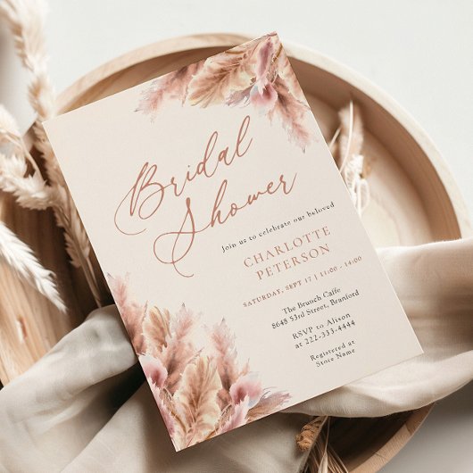 Elegante Pampas Terracotta Foto Vrijgezellenfeest Kaart