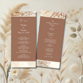Elegante pampasgras Boho Neutraal Trouwen Programmakaart