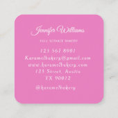 Elegante panadería con utensilios de arco rosado vierkante visitekaartje (Achterkant)