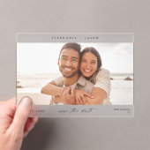 Elegante Panoramische Foto Modern Save the Date Acryl Uitnodigingen (Insitu (Draagbaar))