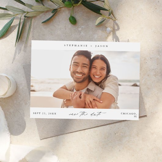 Elegante Panoramische Foto Modern Save the Date Kaart