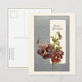 Elegante  Pansies met paasgroeten Briefkaart (Voorkant / Achterkant)