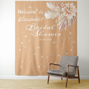Elegante papas gras bruiloftsshower beige bloemen wandkleed