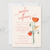Elegante Papaver Bloem Bruiloft Uitnodiging – Mo (Voorkant)
