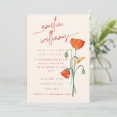 Elegante Papaver Bloem Bruiloft Uitnodiging – Mo (Staand voorkant)
