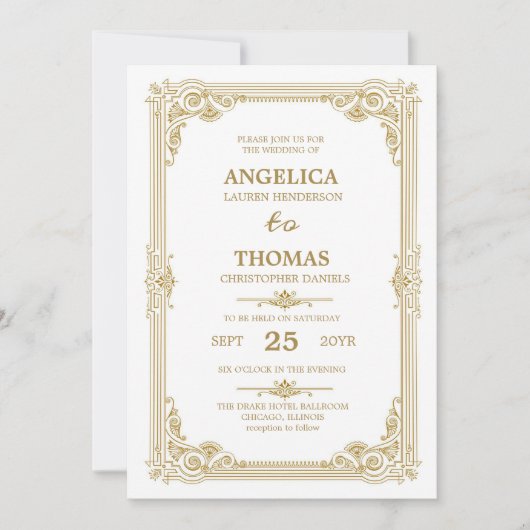 Elegante Papaya Whip  Lijst bruiloft Kaart (Voorkant)