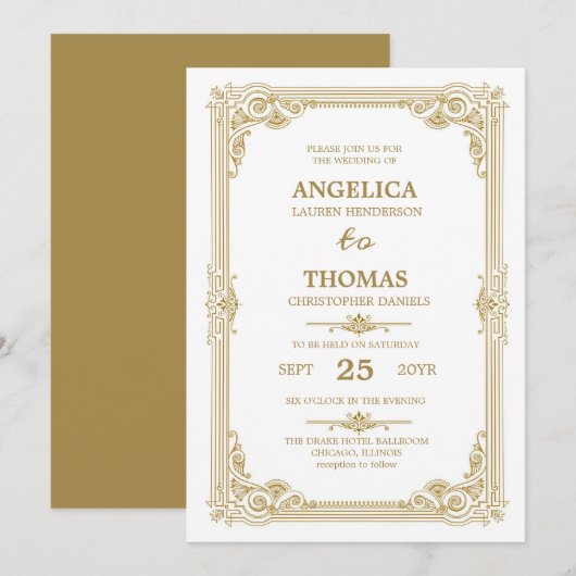 Elegante Papaya Whip  Lijst bruiloft Kaart (Voorkant / Achterkant)